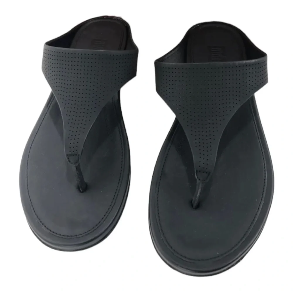 FitFlop Banda Leather Sandals | Size 6 | NWT Black Arch Support Comfort Flip